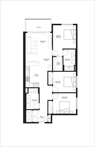 Floor plan Three Bedroom