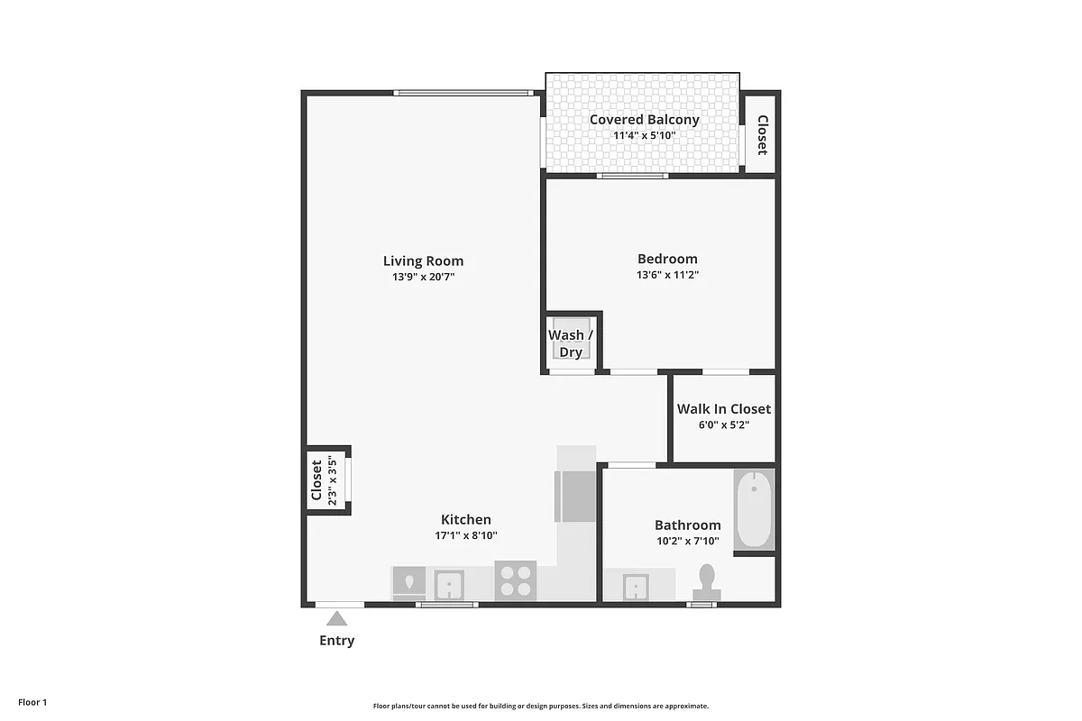 Floor plan Unit B1 1BR