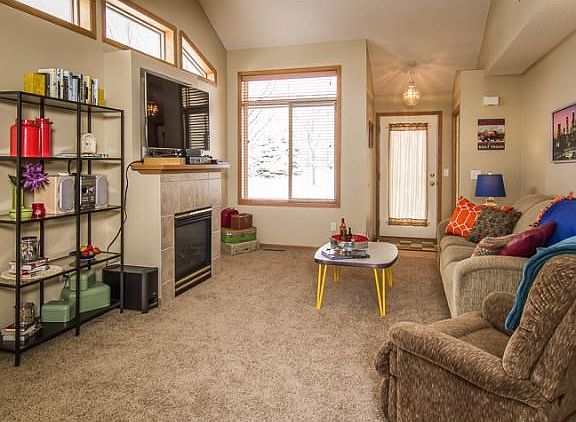 Bright living room with South facing windows.