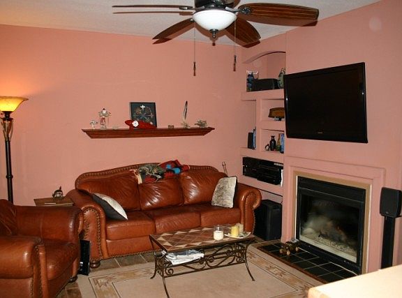 Great room with 2 sided fire