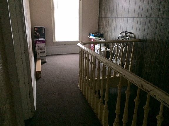 Storage area at top of stairs