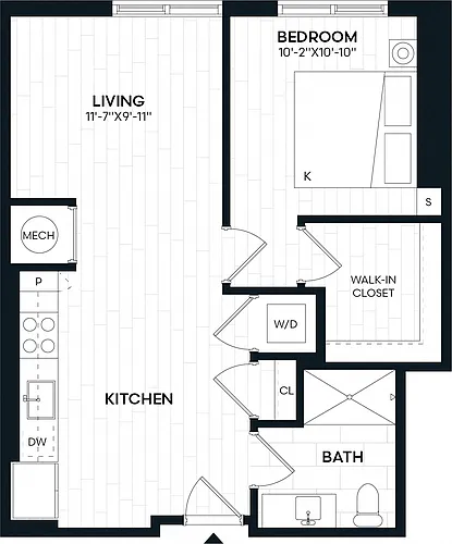 Floor plan 1 Bed/1 Bath-1A3