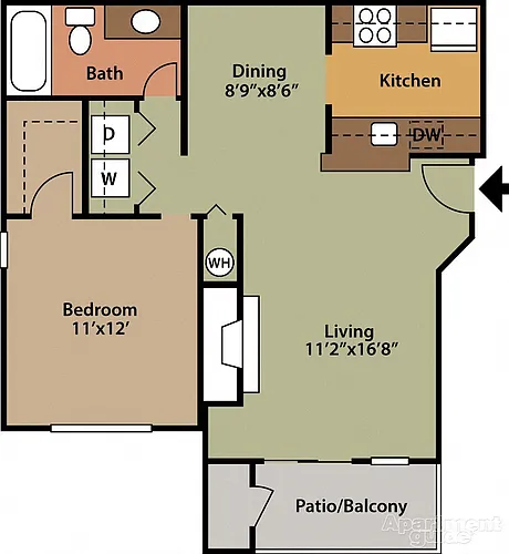 Floor plan One Bedroom One Bath