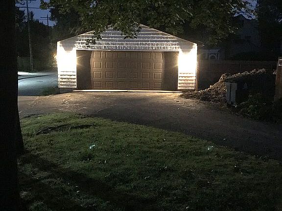 2 car garage night view