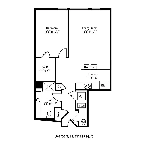 Floor plan 1 Bedroom 1 Bath