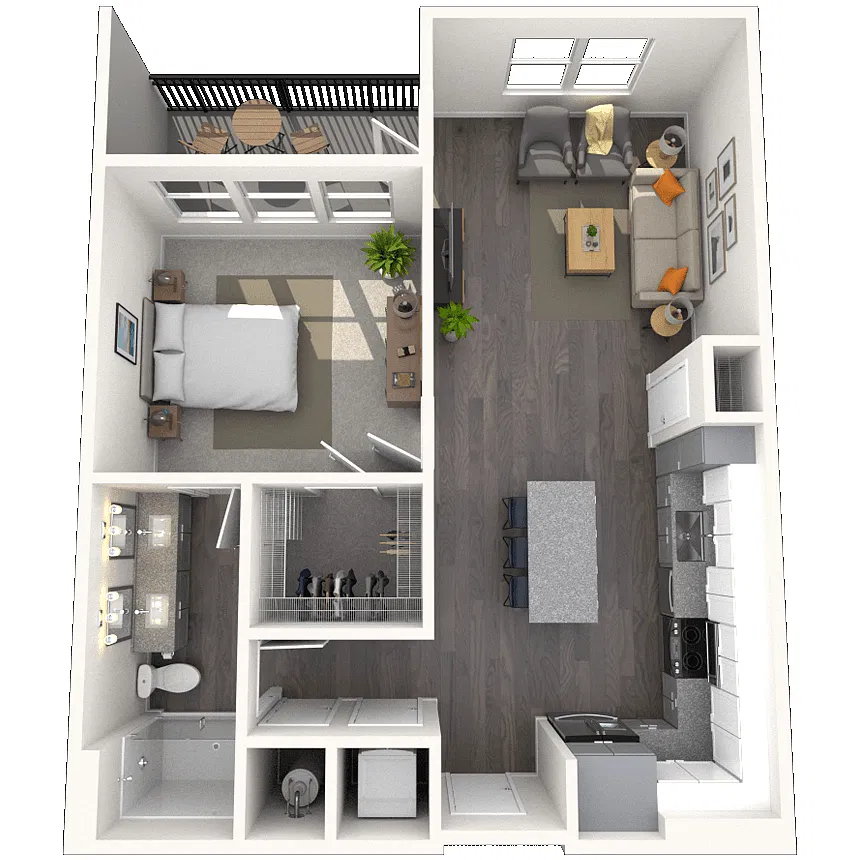 Floor plan A1 1x1 750 SF