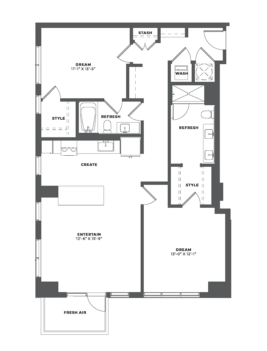Floor plan 2 Bed/2 Bath-BH5