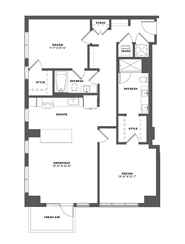 Floor plan 2 Bed/2 Bath-BH5