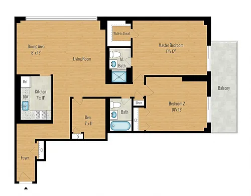 Floor plan 2 Bedroom + Den