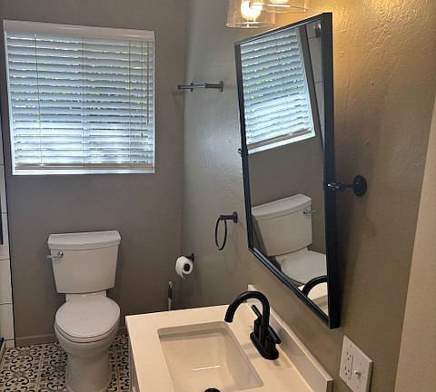Bath recently remodeled with new toilet and fixtures