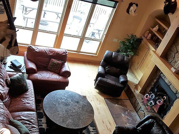 Arial view of master living room.  