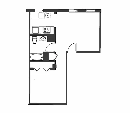 Floor plan 1 Bed 1 Bath - A1T