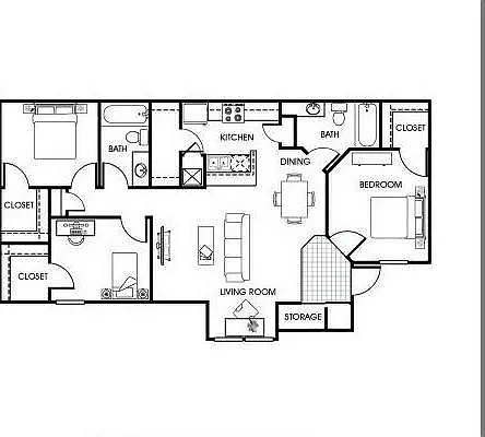 3 Bedroom 2 Bath Floor Plan