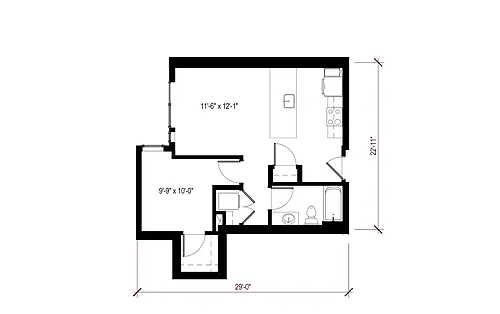 Floor plan 1 Bedroom - A40