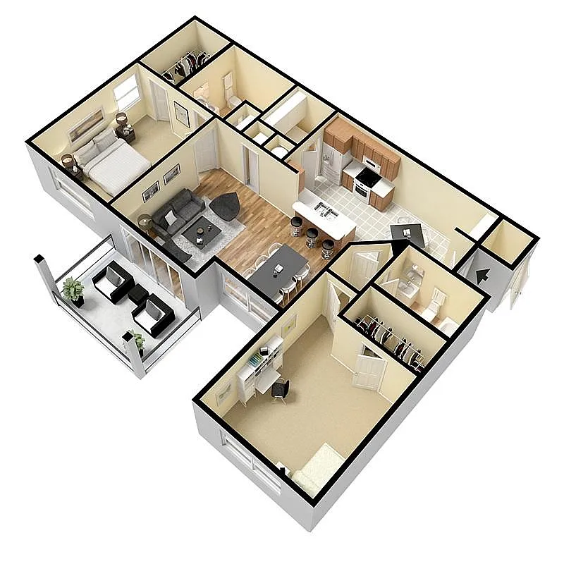 Floor plan Two Bed Two Bath
