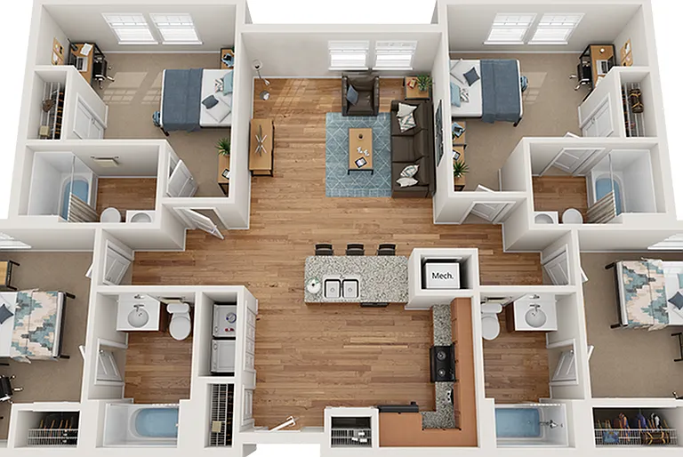 The Park on Morton 4x4 Floor Plan The Park on Morton 4x4 Floor Plan