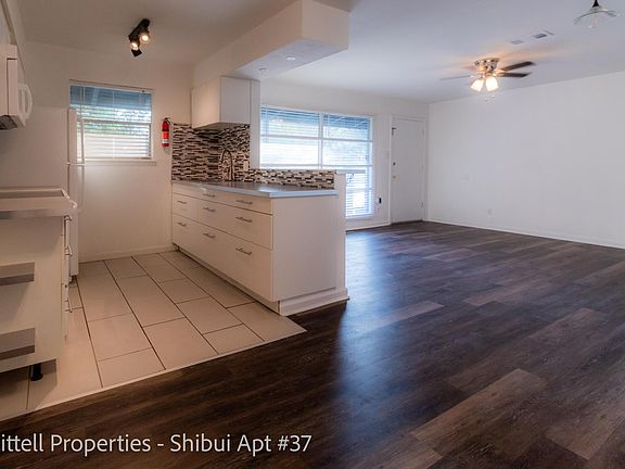 View of the kitchen and living areas