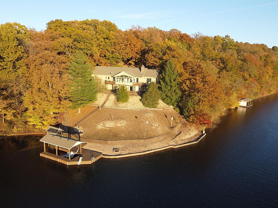 Drone view of lakeside of home