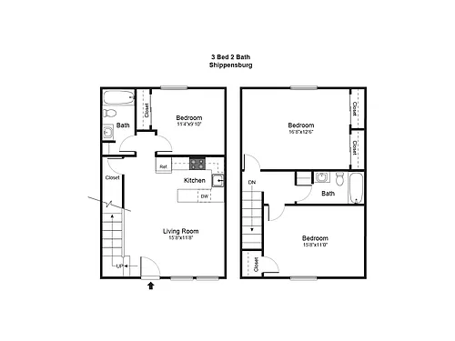 Floor plan Three Bedroom Townhome