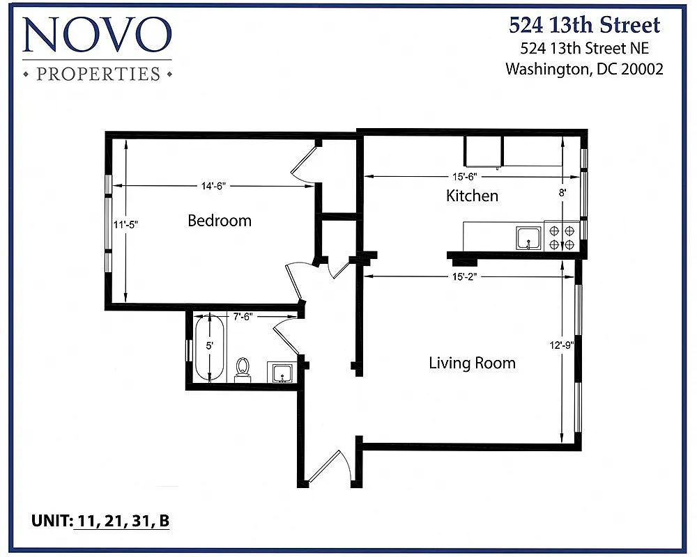 Floor plan Standard 1Bedroom/1Bath