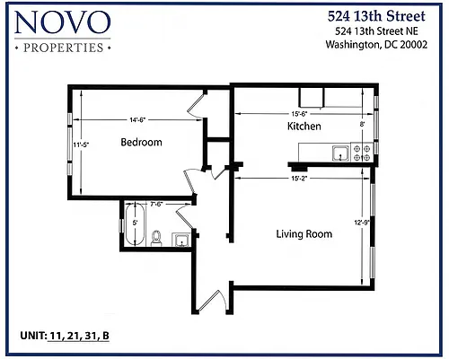 Floor plan Standard 1Bedroom/1Bath