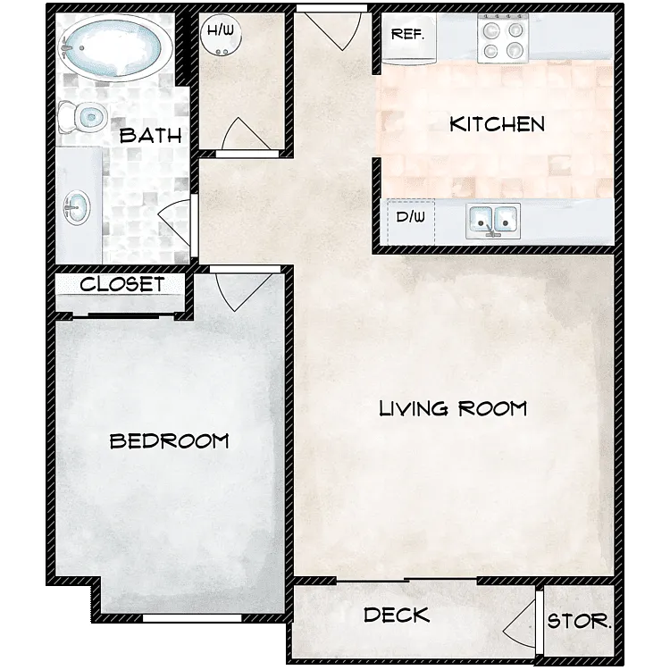 Floor plan 1 Bed 1 Bath