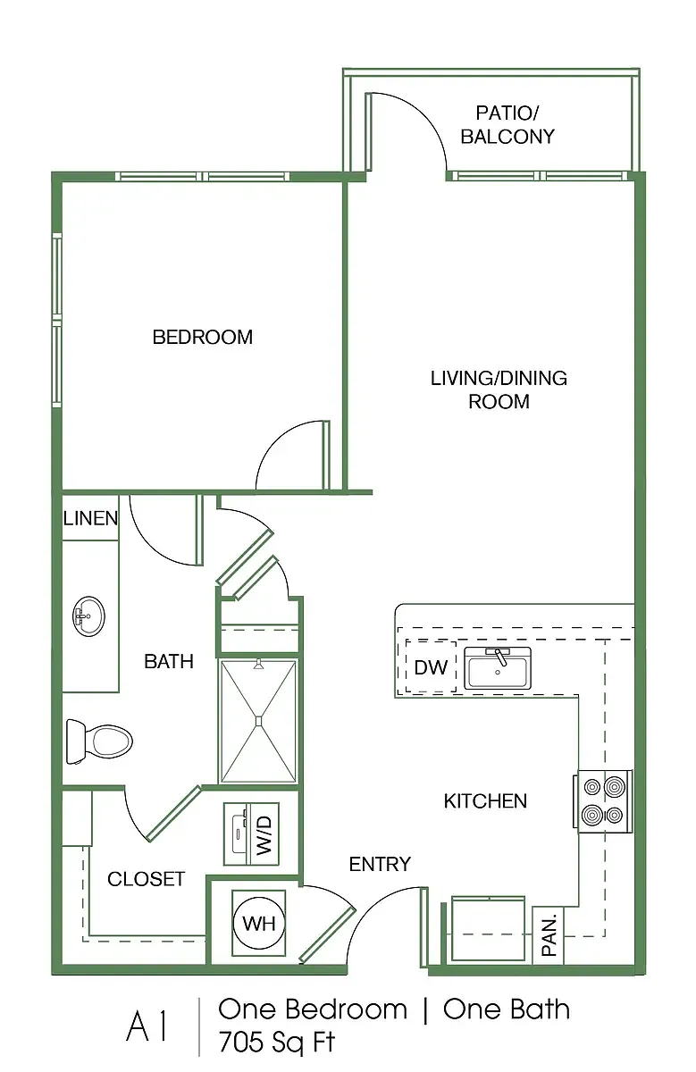 Floor plan 1 bed 1 bath