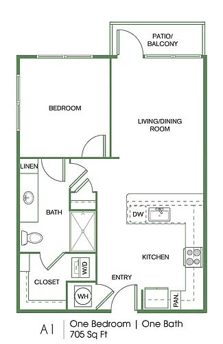 Floor plan 1 bed 1 bath
