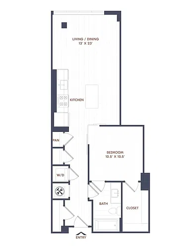Floor plan 1 Bed/1 Bath-A07