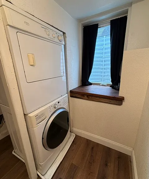 Bedroom 2-Washer and Dryer, egress window, reclaimed wood window sill