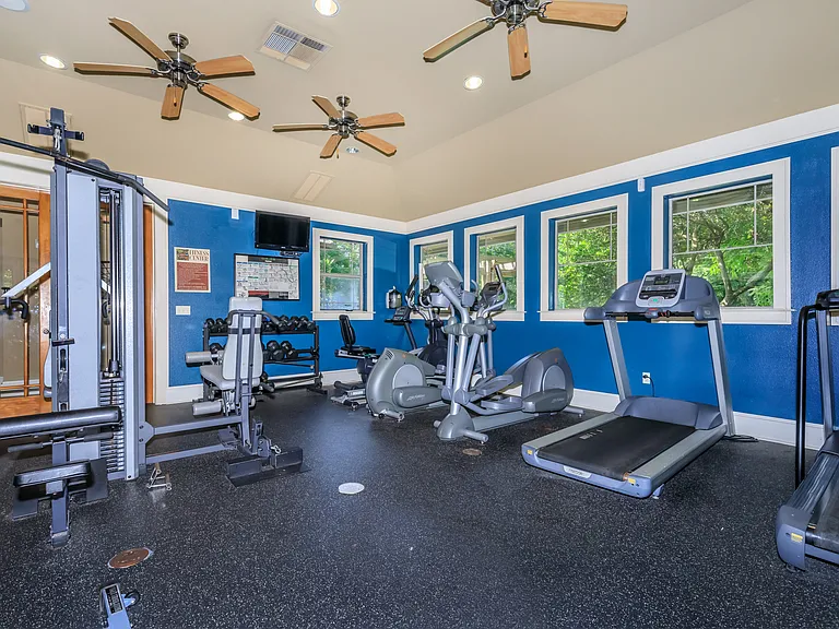 Fully Equipped Fitness Center at The Woods of Five Mile Creek in Dallas, TX