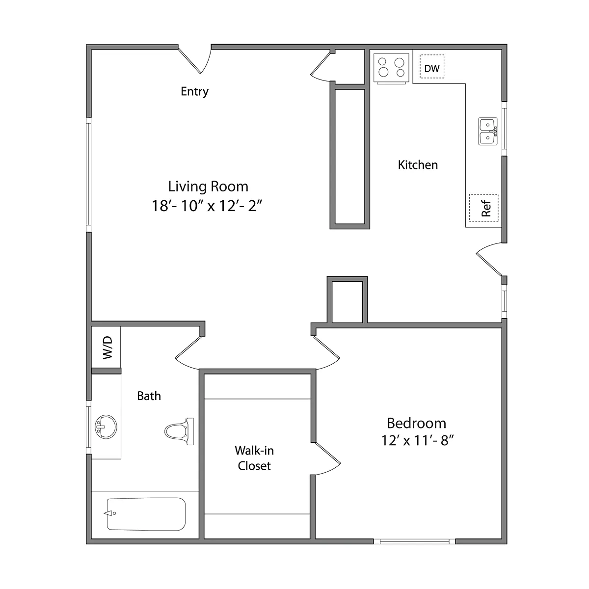 Floor plan 1x1 - Plan A