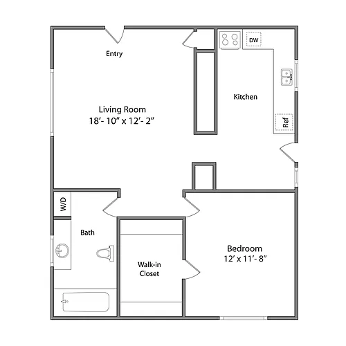 Floor plan 1x1 - Plan A