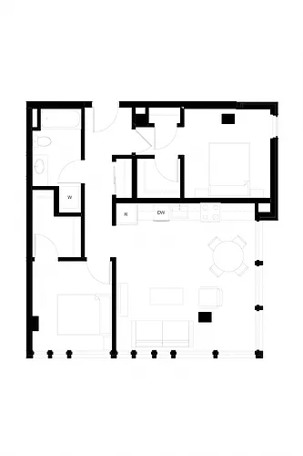 Floor plan Two Bedroom, Two Bath
