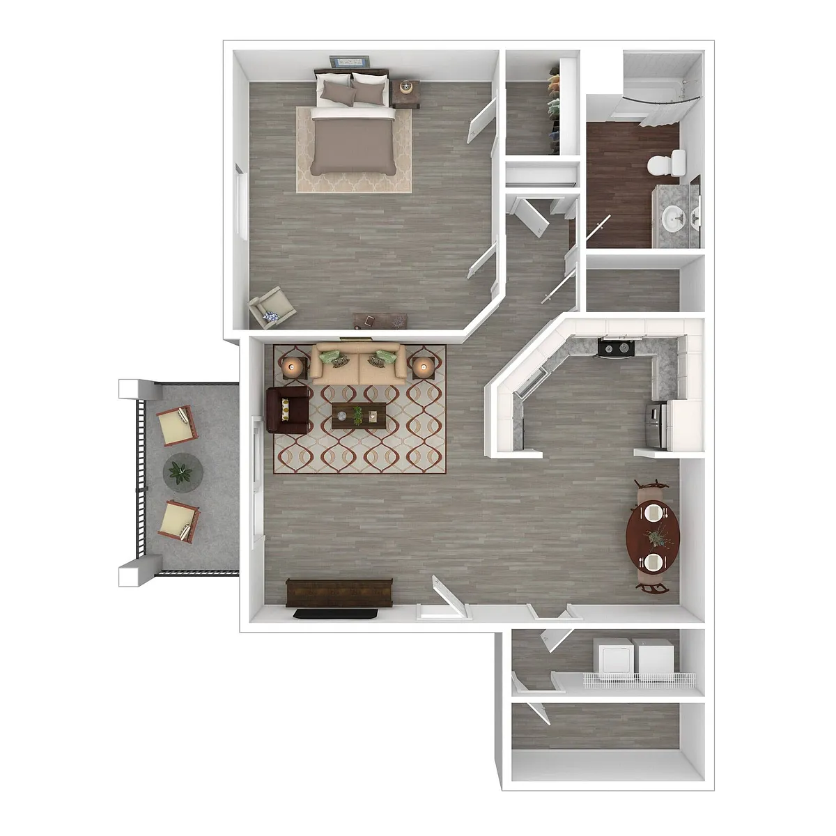 Floor plan One Bedroom, One Bathroom (A)