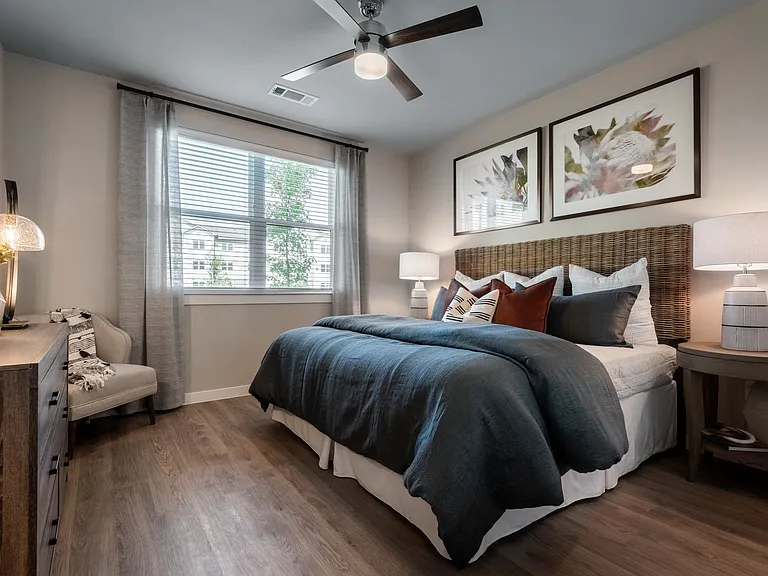 Modern Bedroom with Ample Space at The Hightone Apartments - Denton, TX