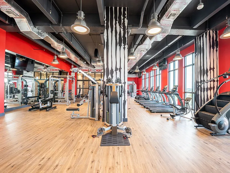 State-of-the-art fitness center offers everything you need to work out without leaving home.