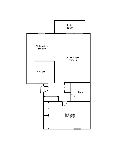 Floor plan 1 Bed / 1 Bath