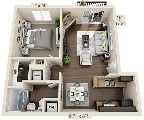 Floor plan 1X1 A