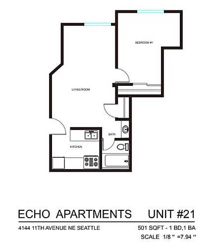 Floor plan 1 Bedroom 1 Bath