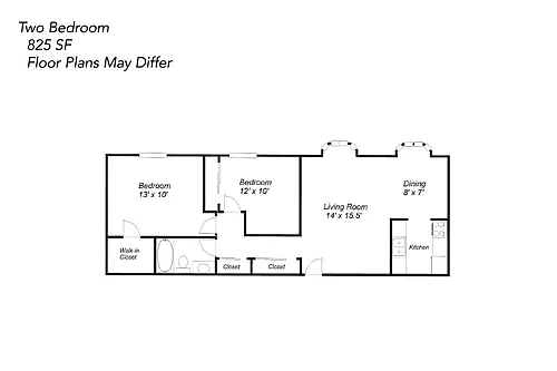 Floor plan Two Bedroom - Income Restrictions Apply