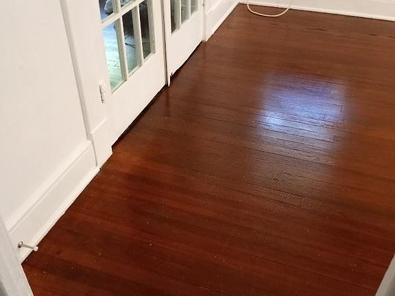 Hardwood floors, french doors, new paint, new kitchen cabinets