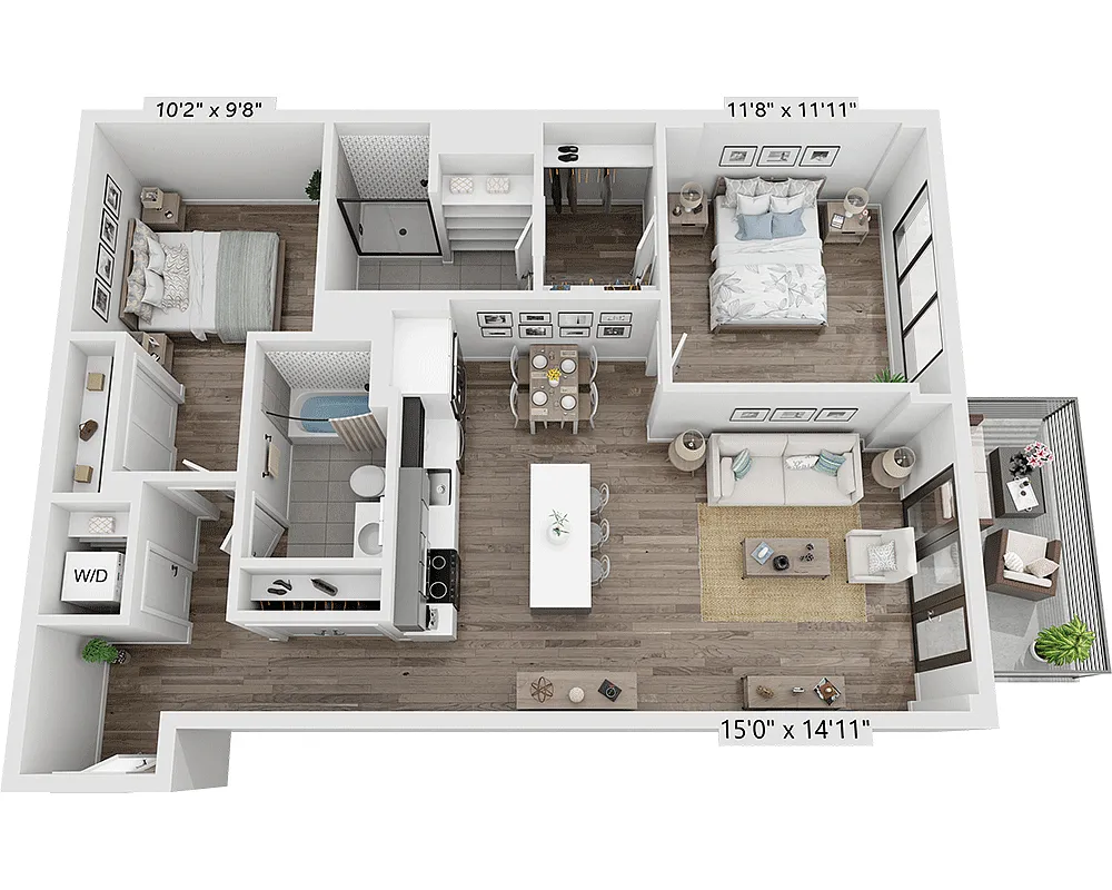 Floor plan One Bedroom W/ Den A2BD