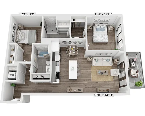 Floor plan Two Bedroom B2F