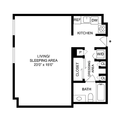 Floor plan Studio - B - Huntington