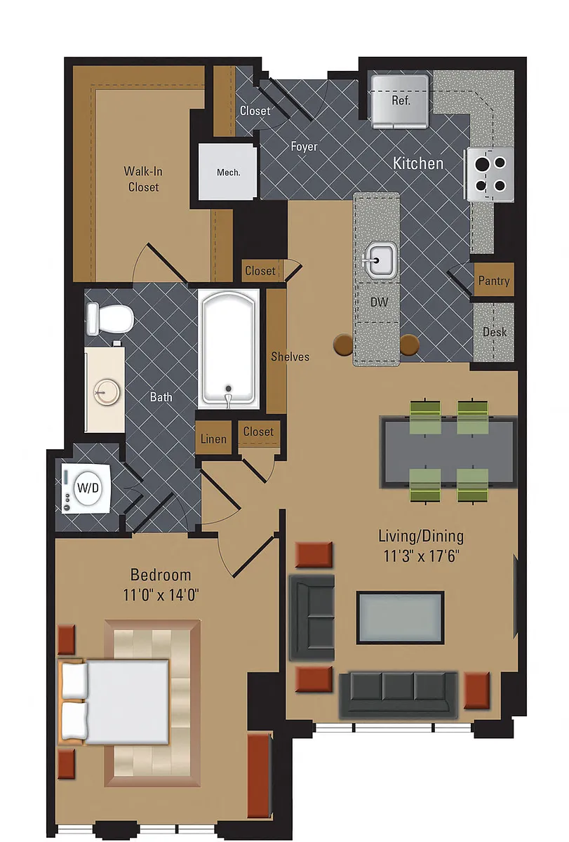 Floor plan 1 Bedroom / 1 Bathroom / Loft