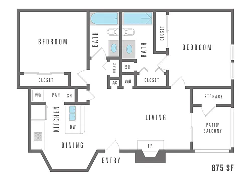 Floor plan 2 Bedroom 2 Bath