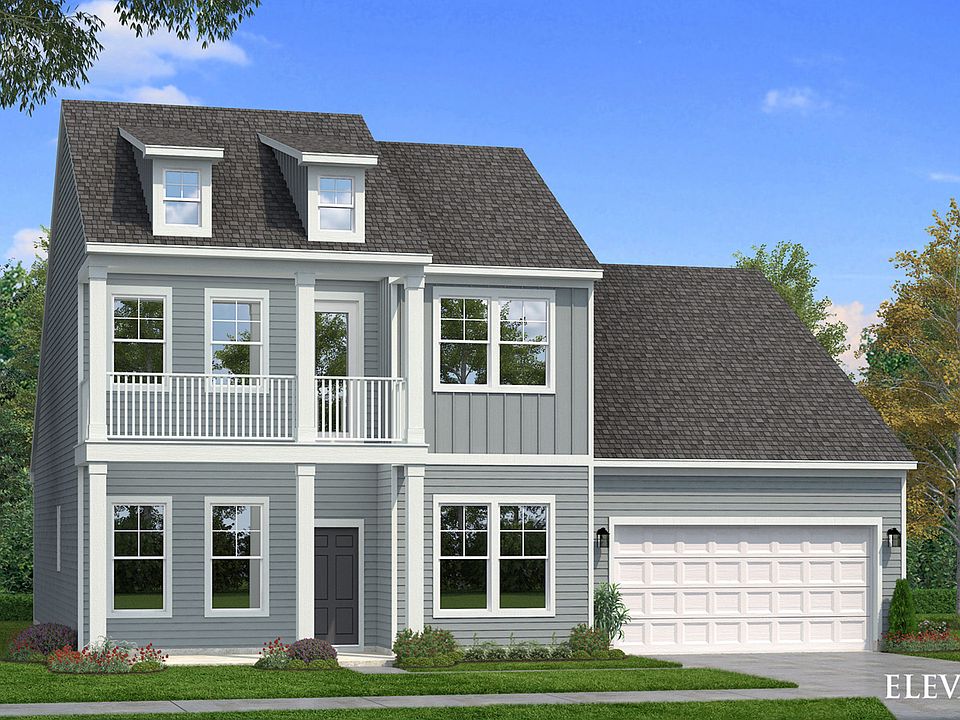 Exterior rendering of home with Hardie siding and second floor balcony