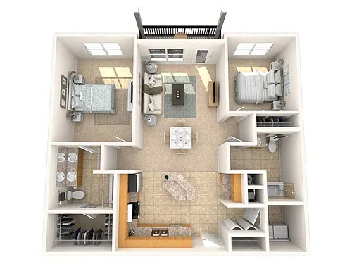 Floor plan Two Bedroom Two Bath