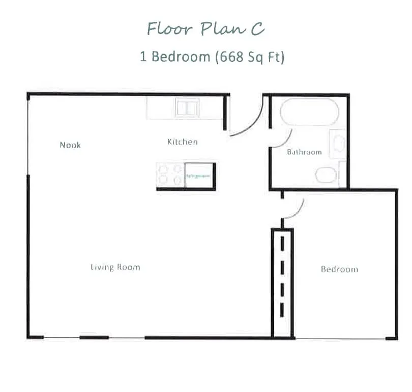 Floor plan Two Bedroom One Bath